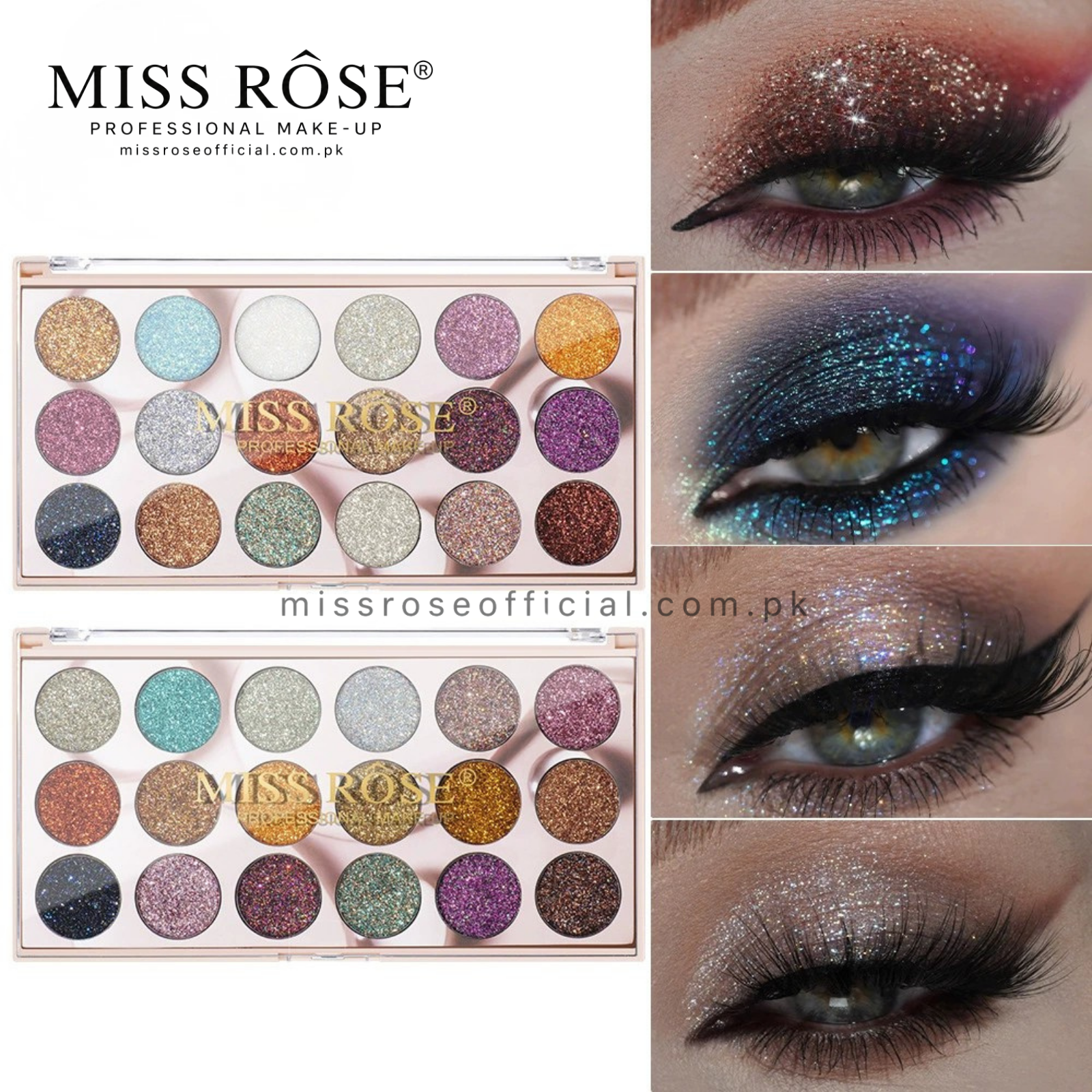 MISS R?SE? 18 Color Glitter Eyeshadow Palette